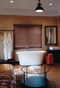 Faux Wood Blinds For Culver City Bathroom Windows